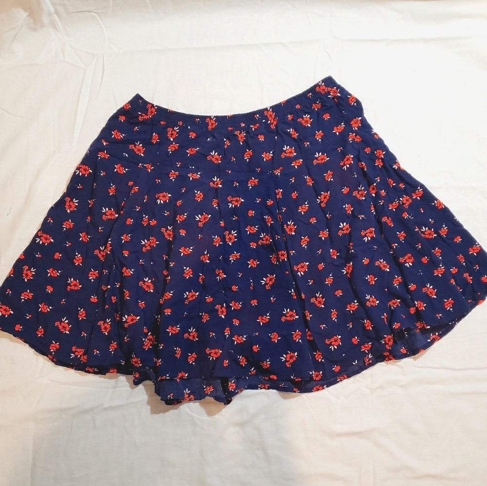 adorable navy and coral floral circle skirt